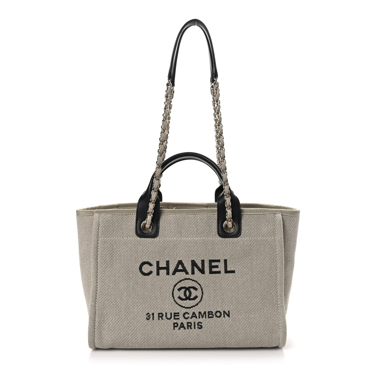 Mixed Fibers Medium Deauville Tote Beige Black
