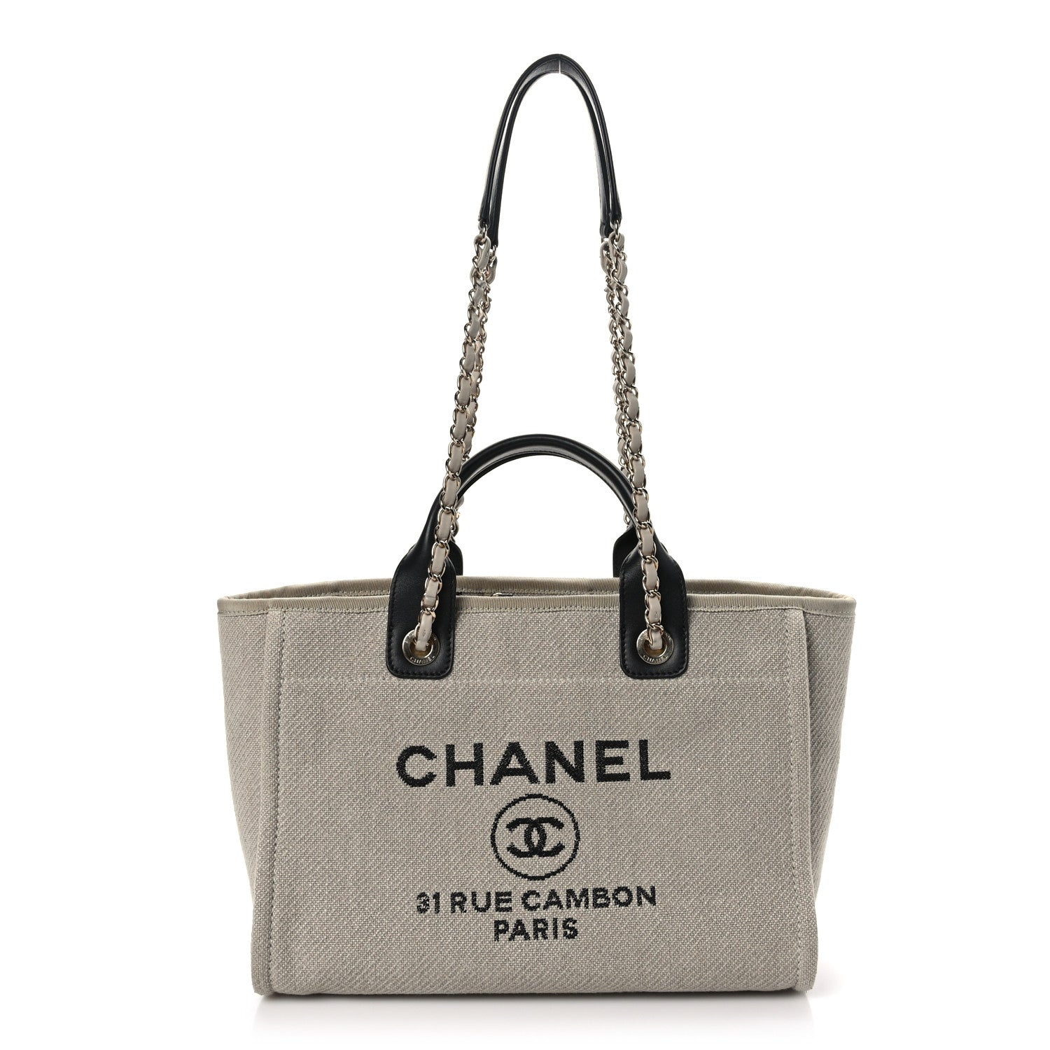 Chanel Mixed Fibers Medium Deauville Tote Beige Black 1 of 10