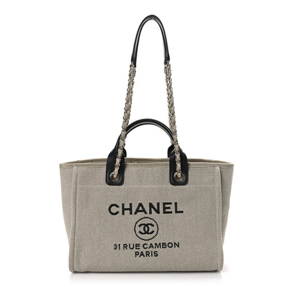 Chanel Mixed Fibers Medium Deauville Tote Beige Black 1 of 10