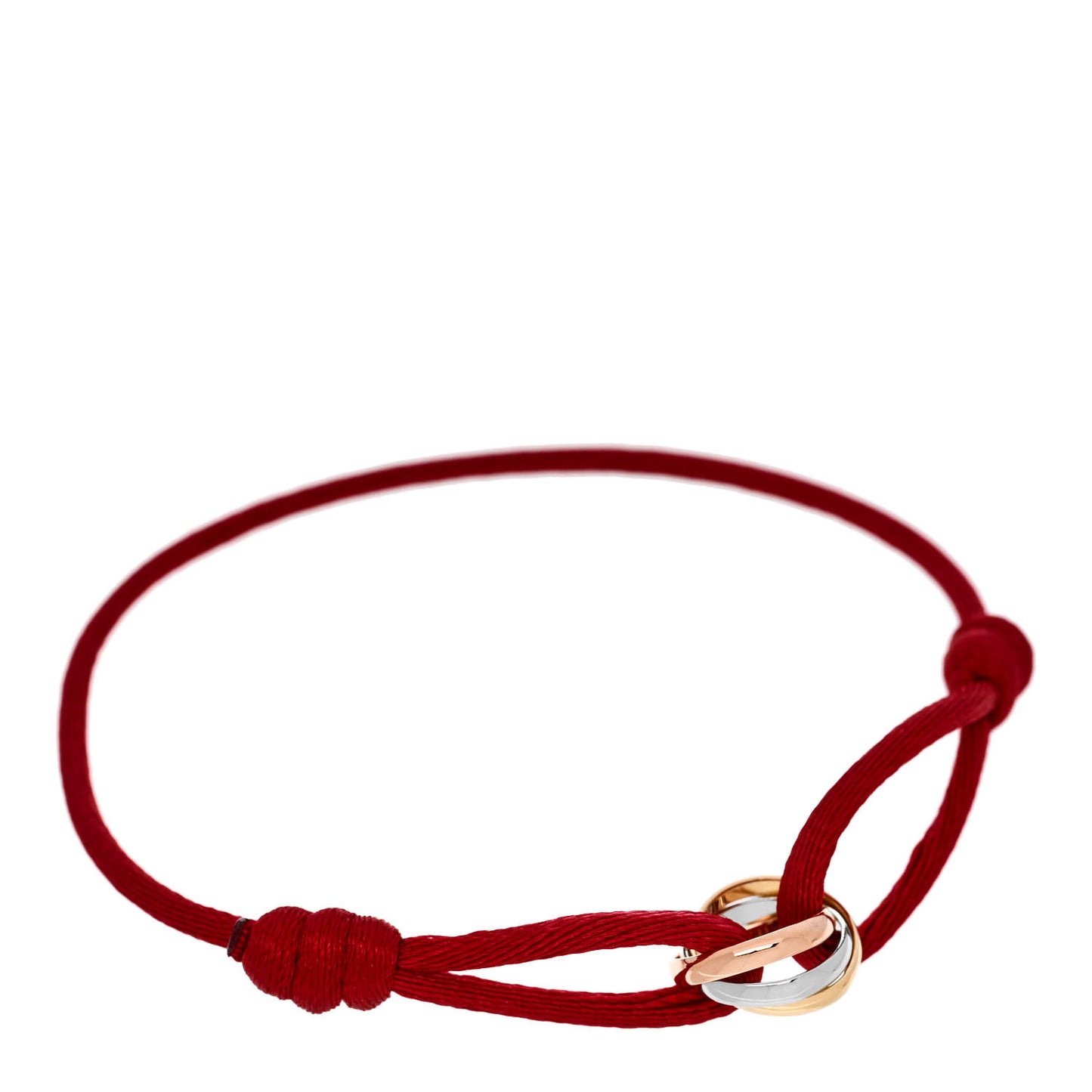 18K Pink Yellow White Gold Trinity Cord Bracelet Red