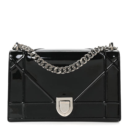 Christian Dior Patent Medium Diorama Flap Bag Black 1 of 11