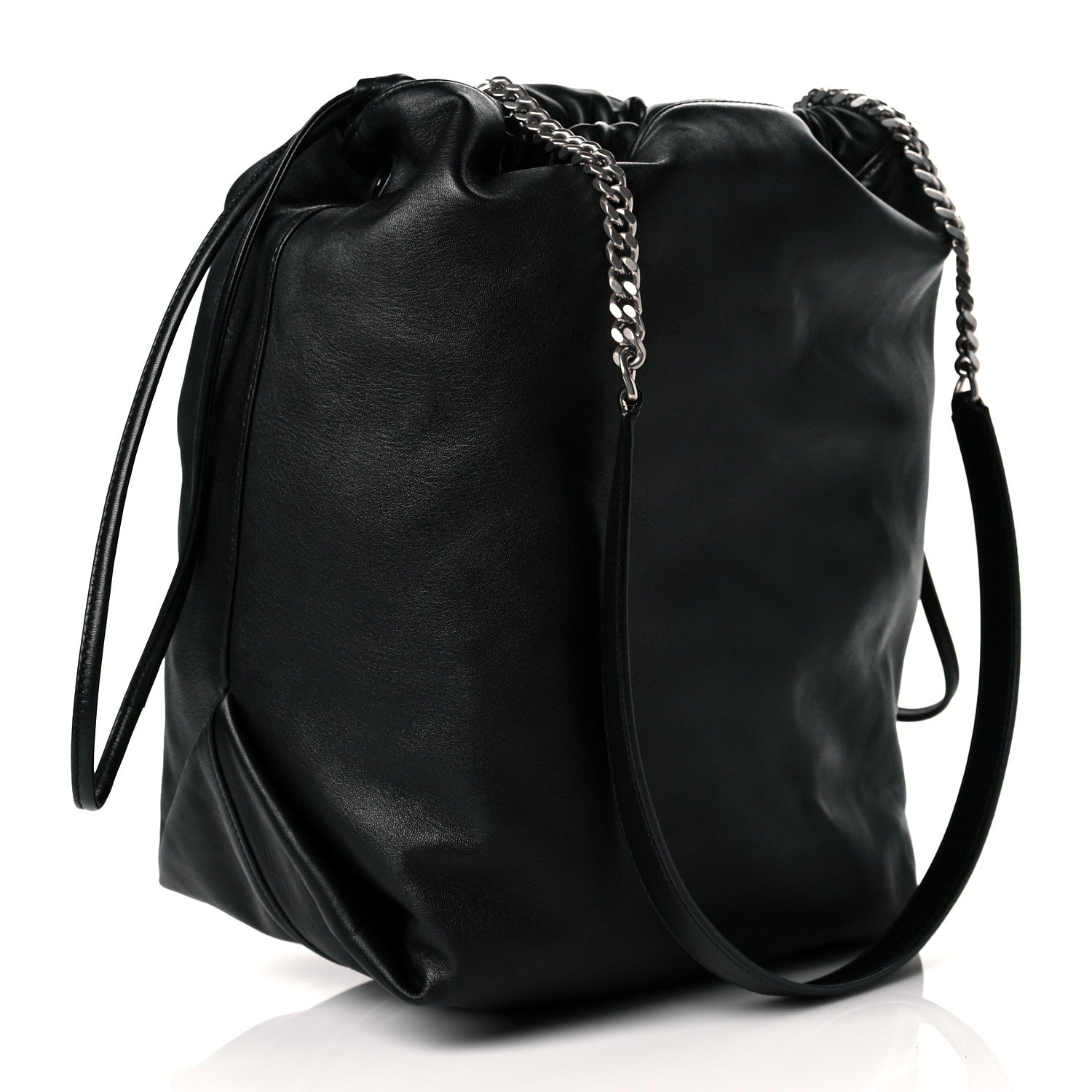 Saint Laurent Lambskin Teddy Drawstring Bag Black 4 of 11