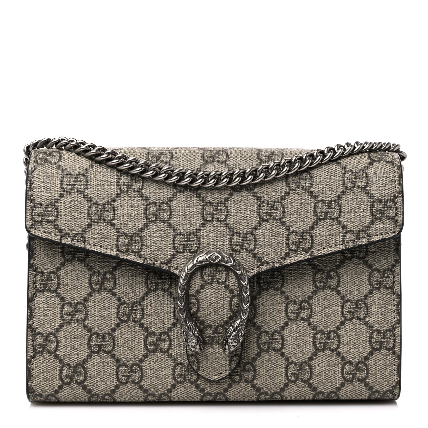 GG Supreme Monogram Mini Dionysus Chain Wallet Beige Black