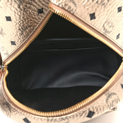 MCM Metallic Visetos Small Side Stud Stark Backpack Gold 4 of 4
