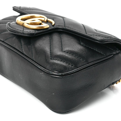 Gucci Calfskin Matelasse Super Mini GG Marmont Shoulder Bag Black 11 of 12