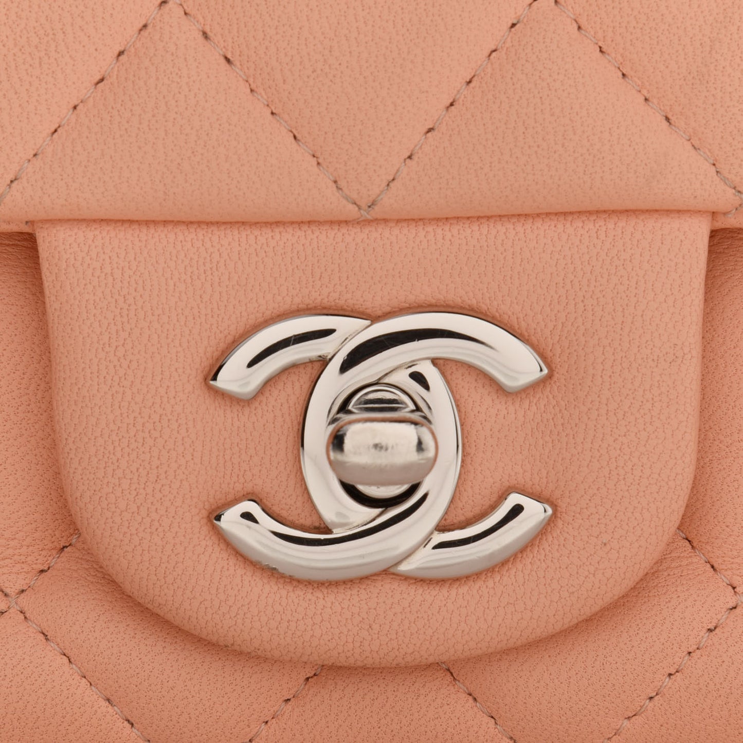 Lambskin Quilted Mini Rectangular Flap Light Pink