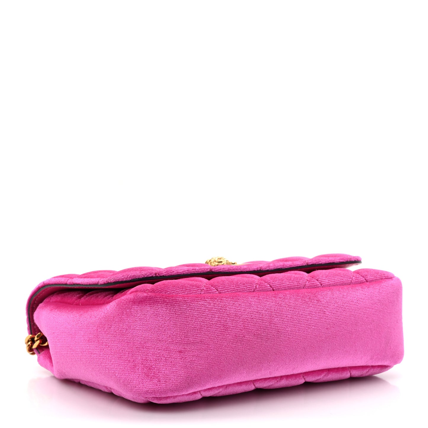 Velvet Quilted Medusa Chain Crossbody Pink
