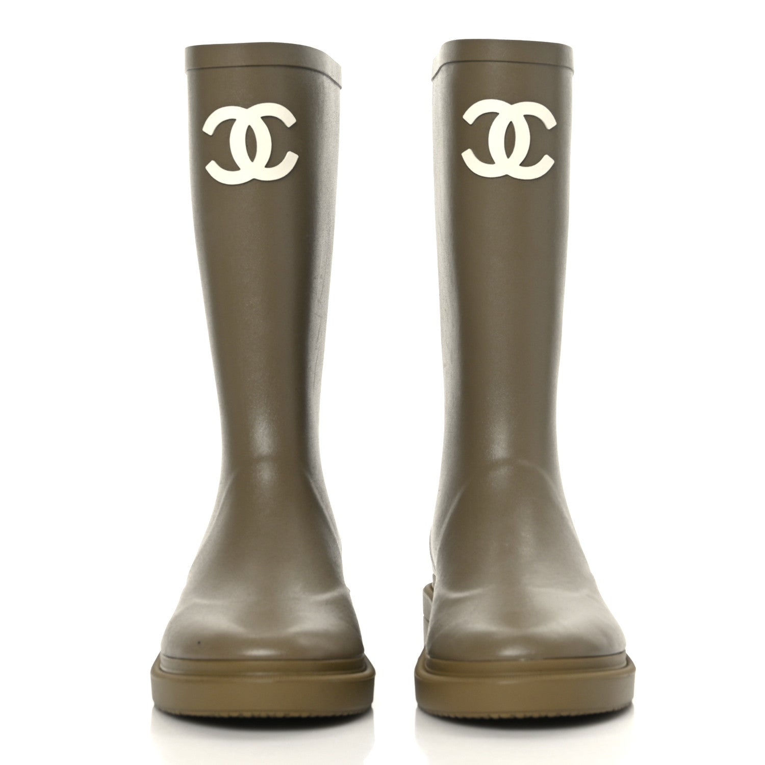 Chanel Caoutchouk CC High Boots 35 Dark Beige 2 of 8