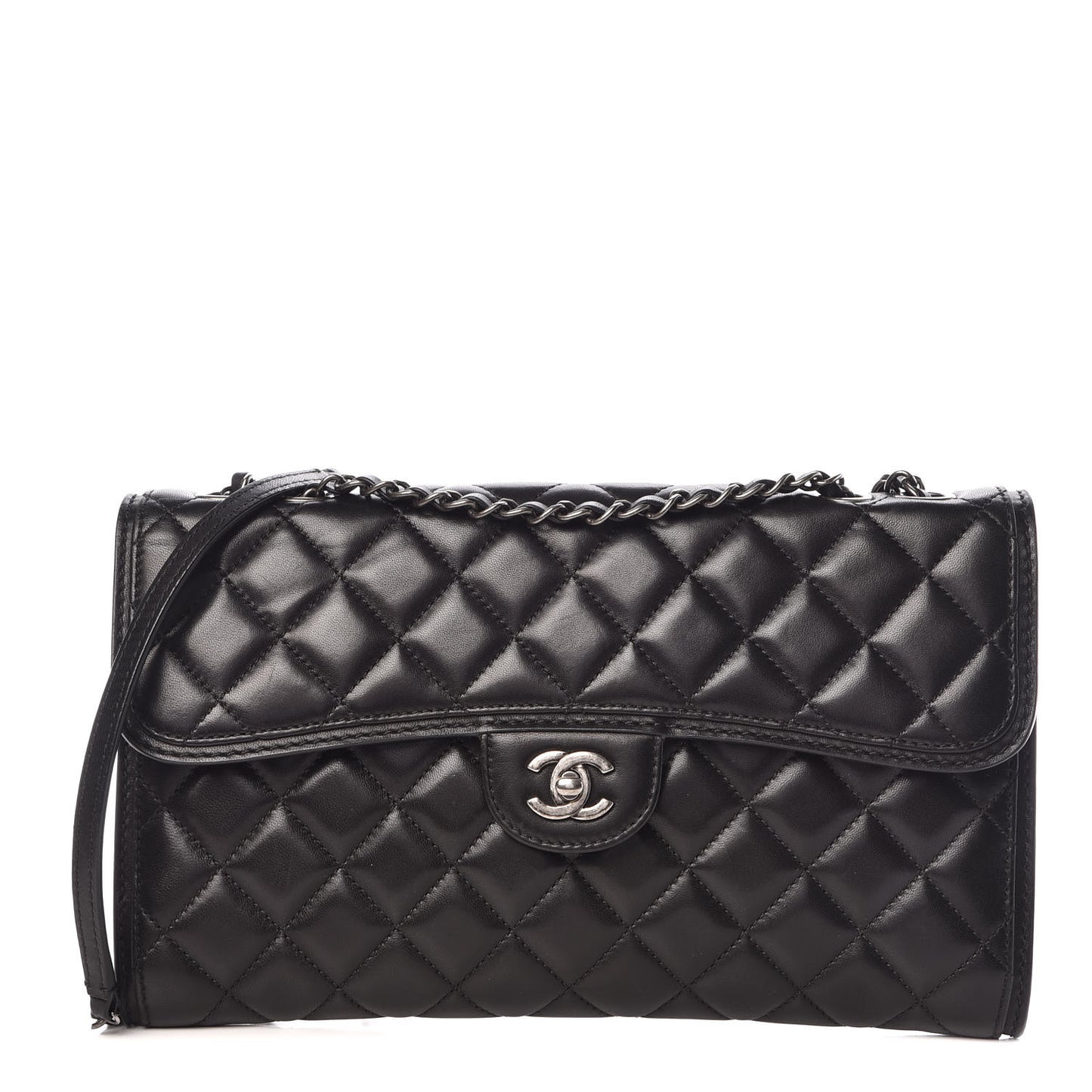Lambskin Quilted Citizen Zip Flap Black