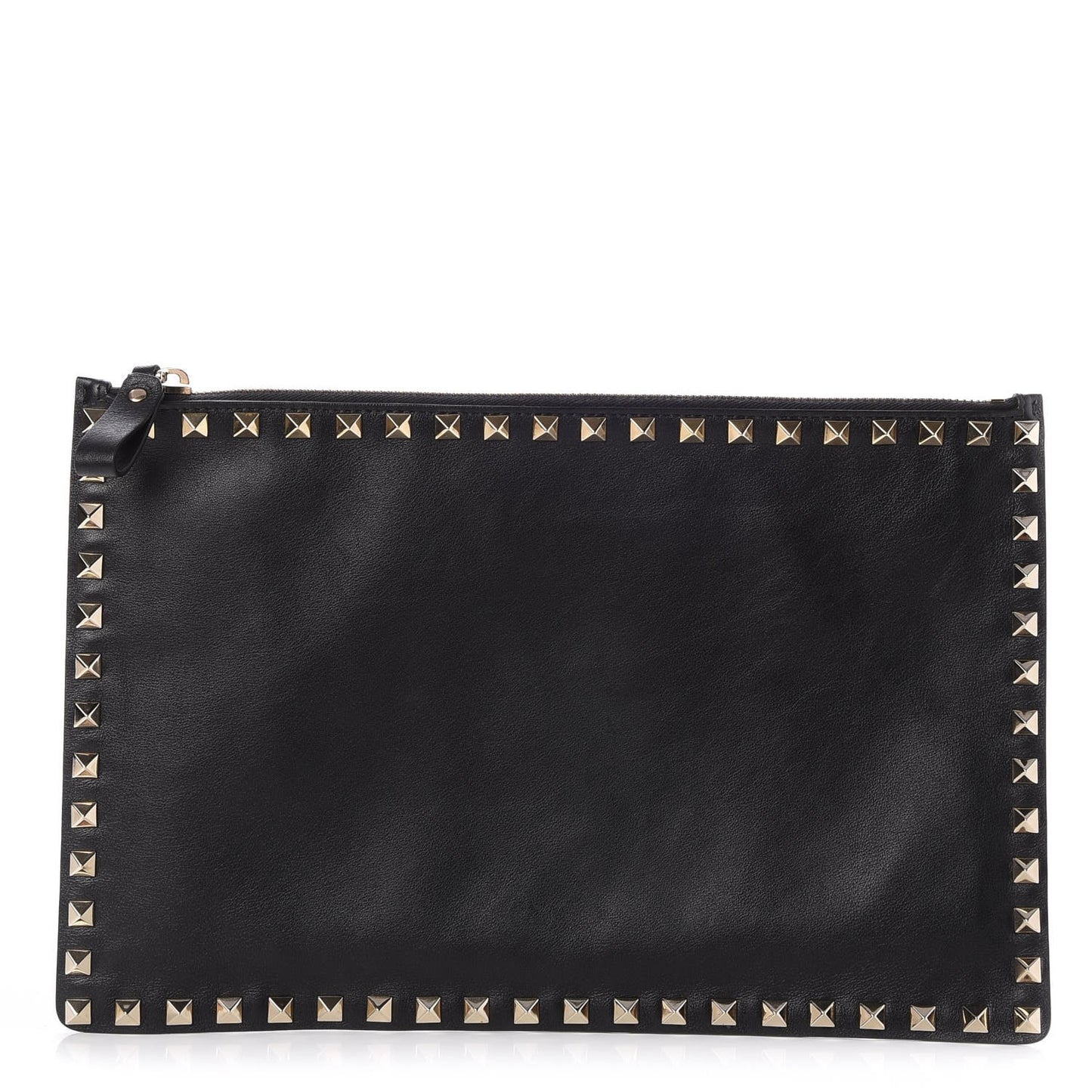 Vitello Large Rockstud Zip Pouch Black