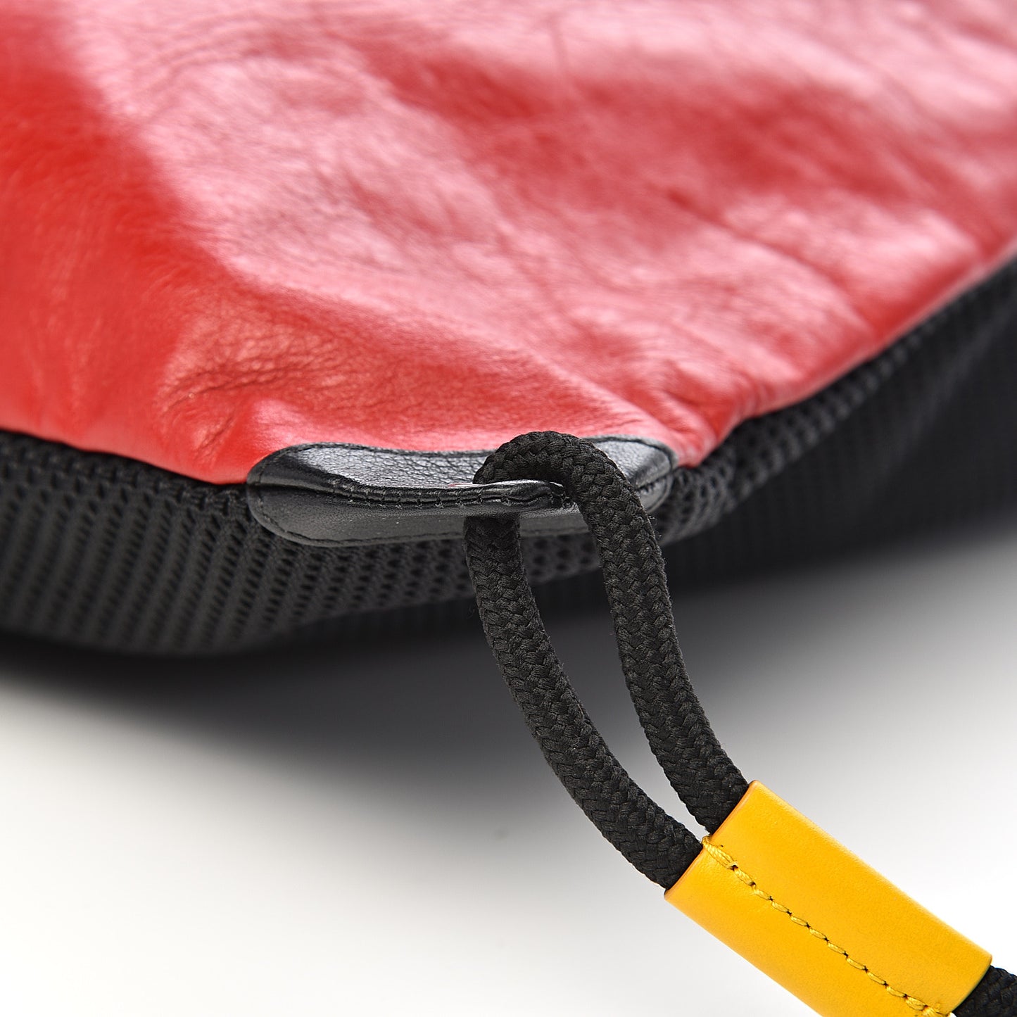 Grained Calfskin Logo Drawstring Backpack Red Black