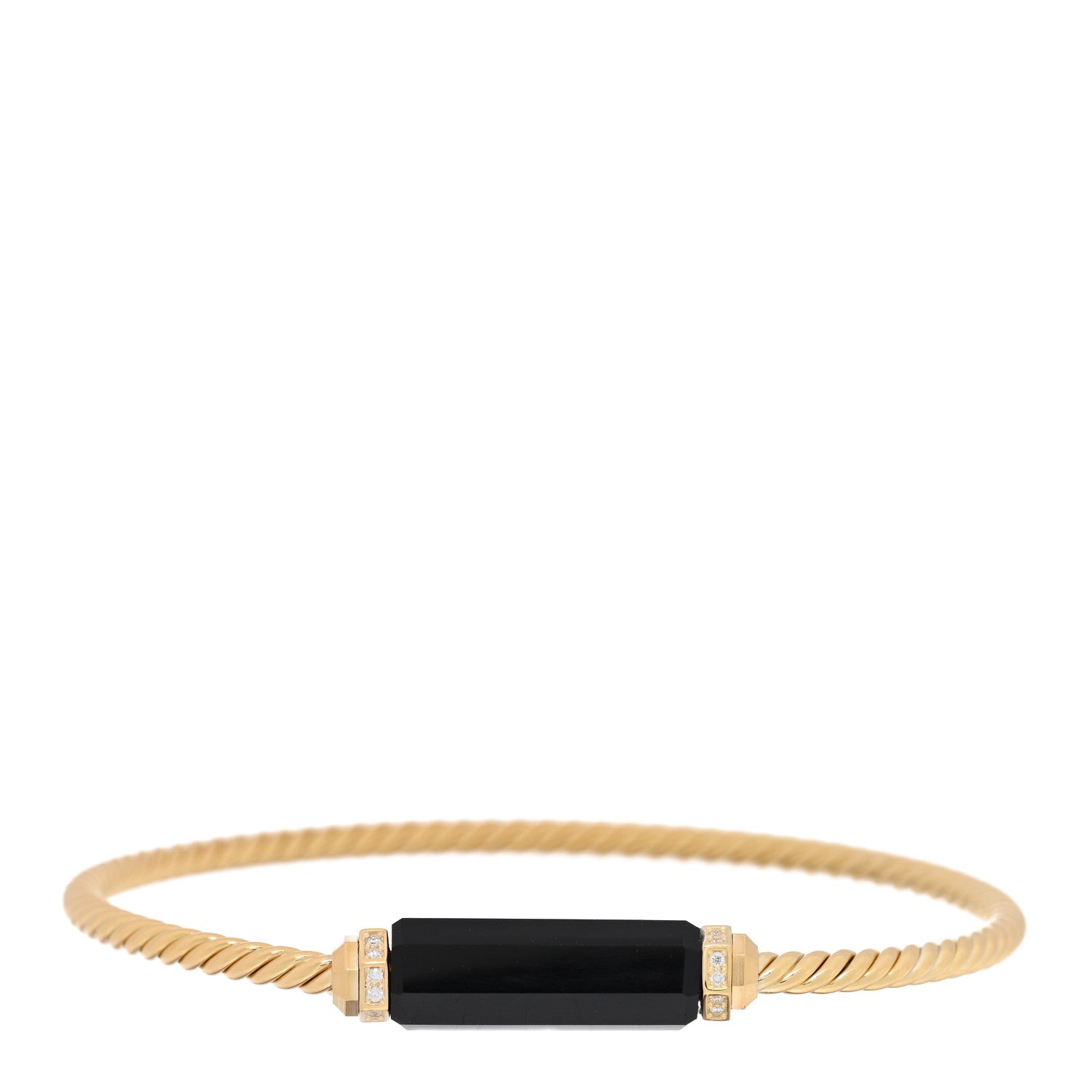 David Yurman 18K Yellow Gold Black Onyx Diamond 2.5mm Barrels Station Bracelet 1 of 3
