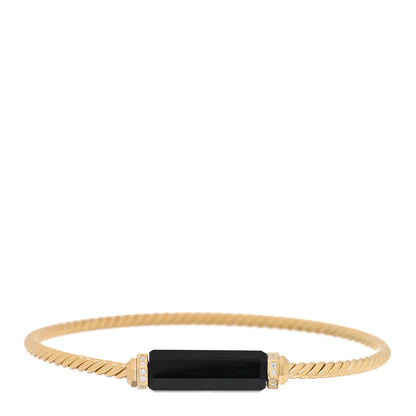 David Yurman 18K Yellow Gold Black Onyx Diamond 2.5mm Barrels Station Bracelet 1 of 3