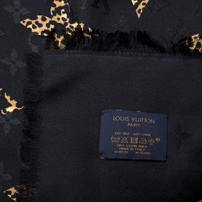 Louis Vuitton Wool Silk Monogram Giant Jungle Scarf Black 2 of 5