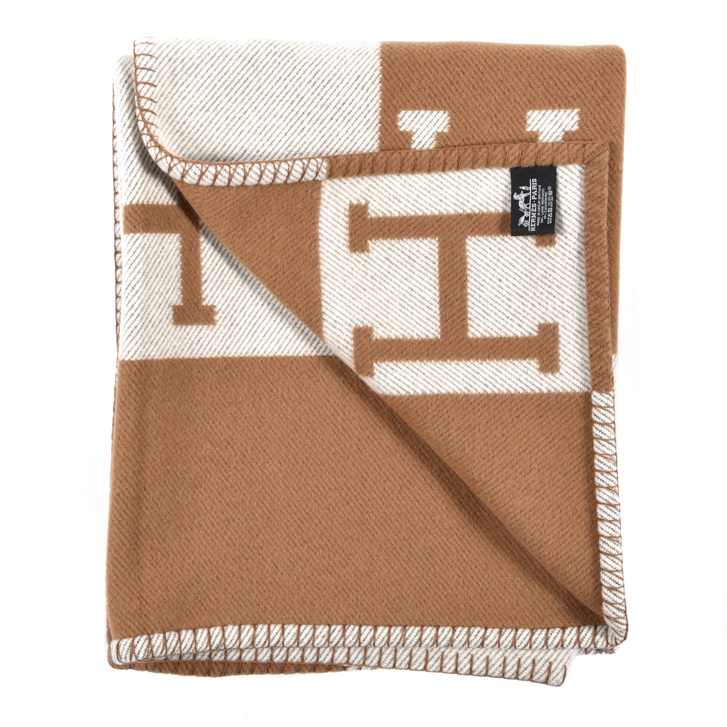 Wool Cashmere Avalon Blanket Ecru Camel