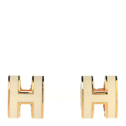 Hermes Gold Lacquered Mini Pop H Earrings White 1 of 6
