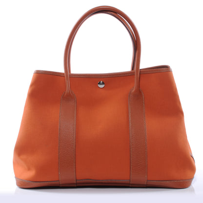 Hermes Toile Leather Garden Party PM Orange 1 of 6