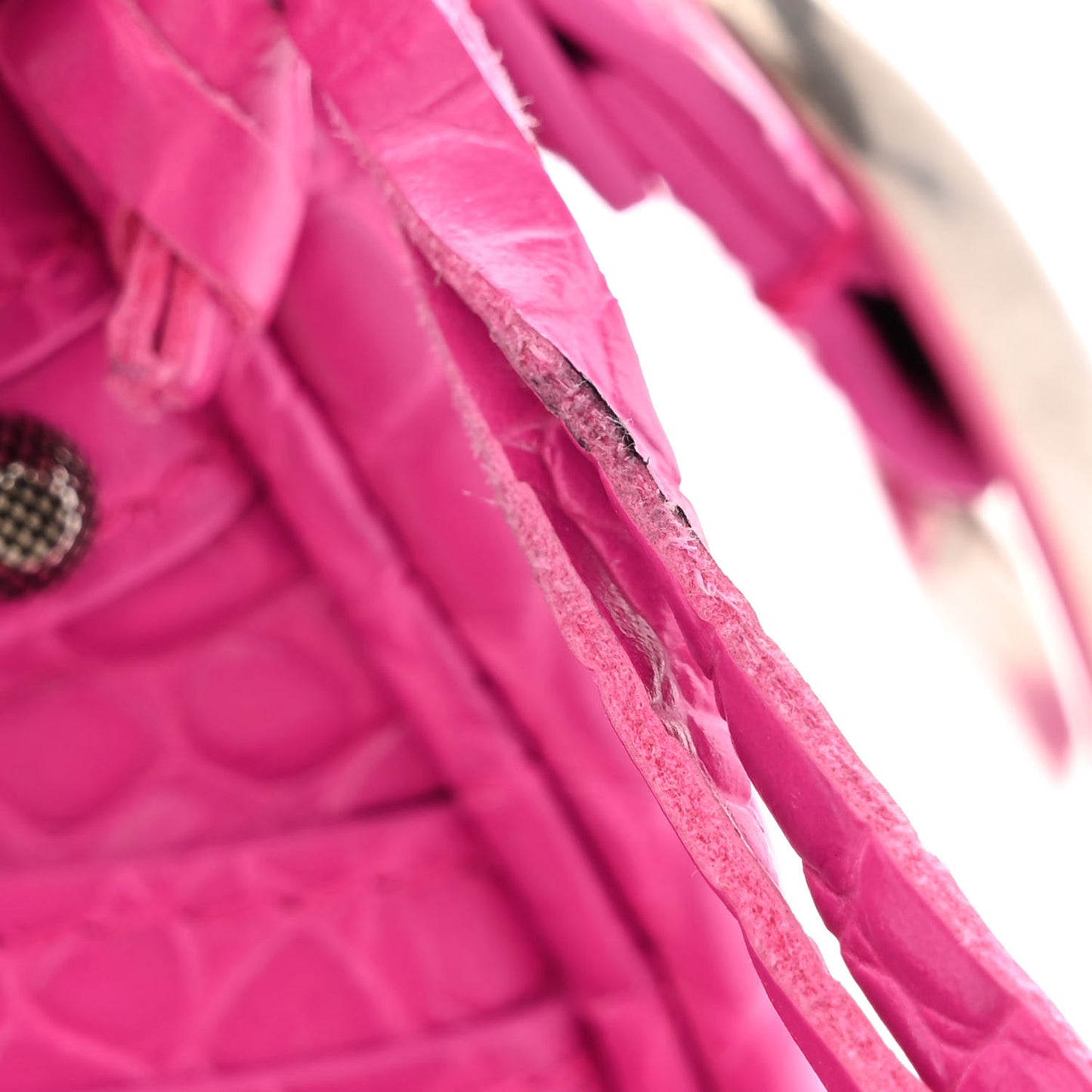 Extra Supple Calfskin Crocodile Embossed XS Le Cagole Shoulder Bag Lipstick Pink