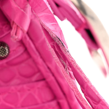 Balenciaga Extra Supple Calfskin Crocodile Embossed XS Le Cagole Shoulder Bag Lipstick Pink 11 of 12