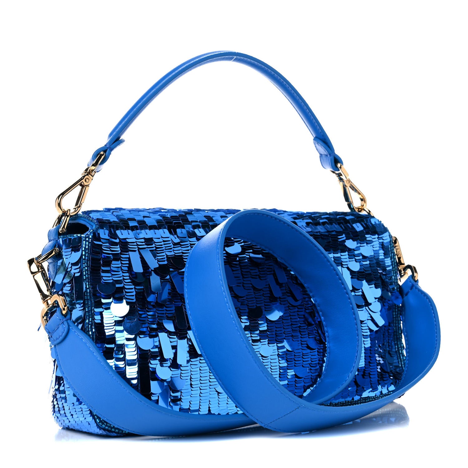 Fendi Sequin Paillettes Shiny Nappa Sex and the City Baguette Blue Blue Royal 2 of 7