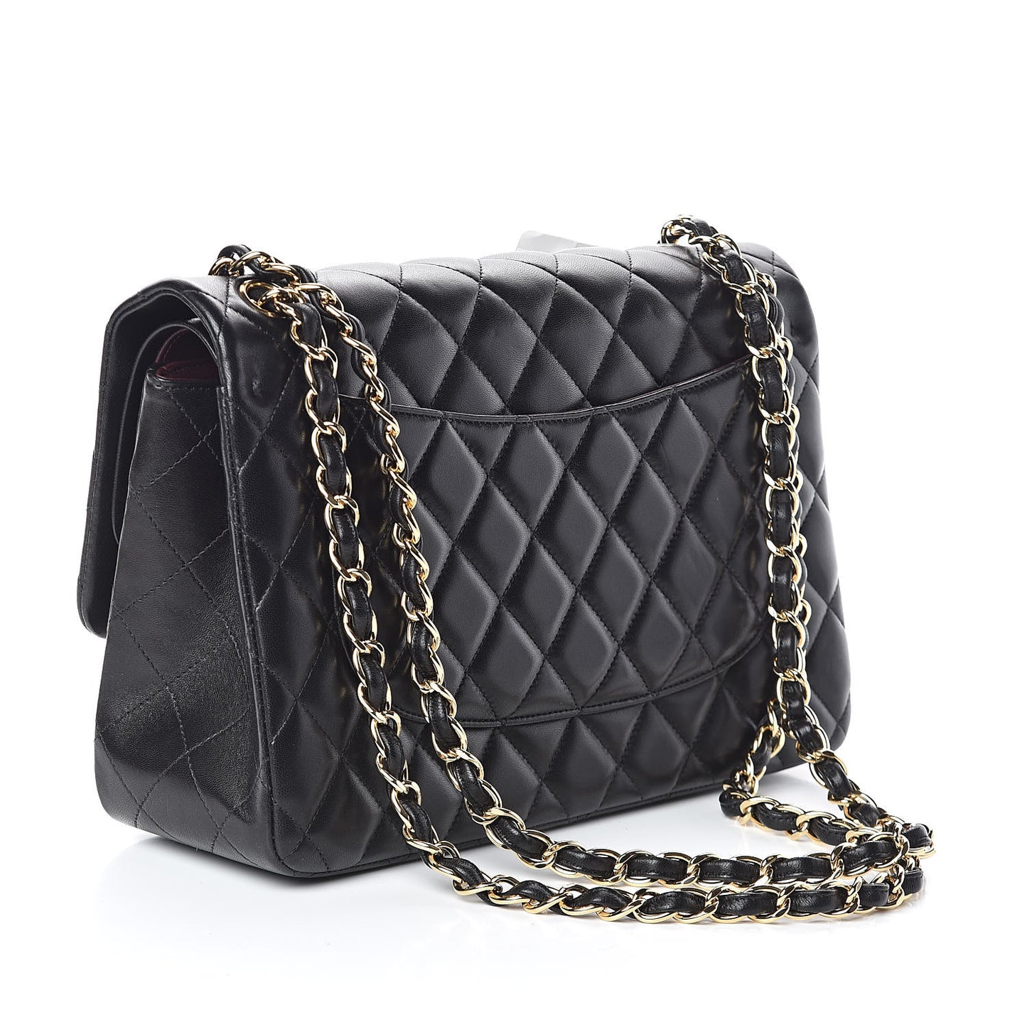Lambskin Quilted Jumbo Double Flap Black