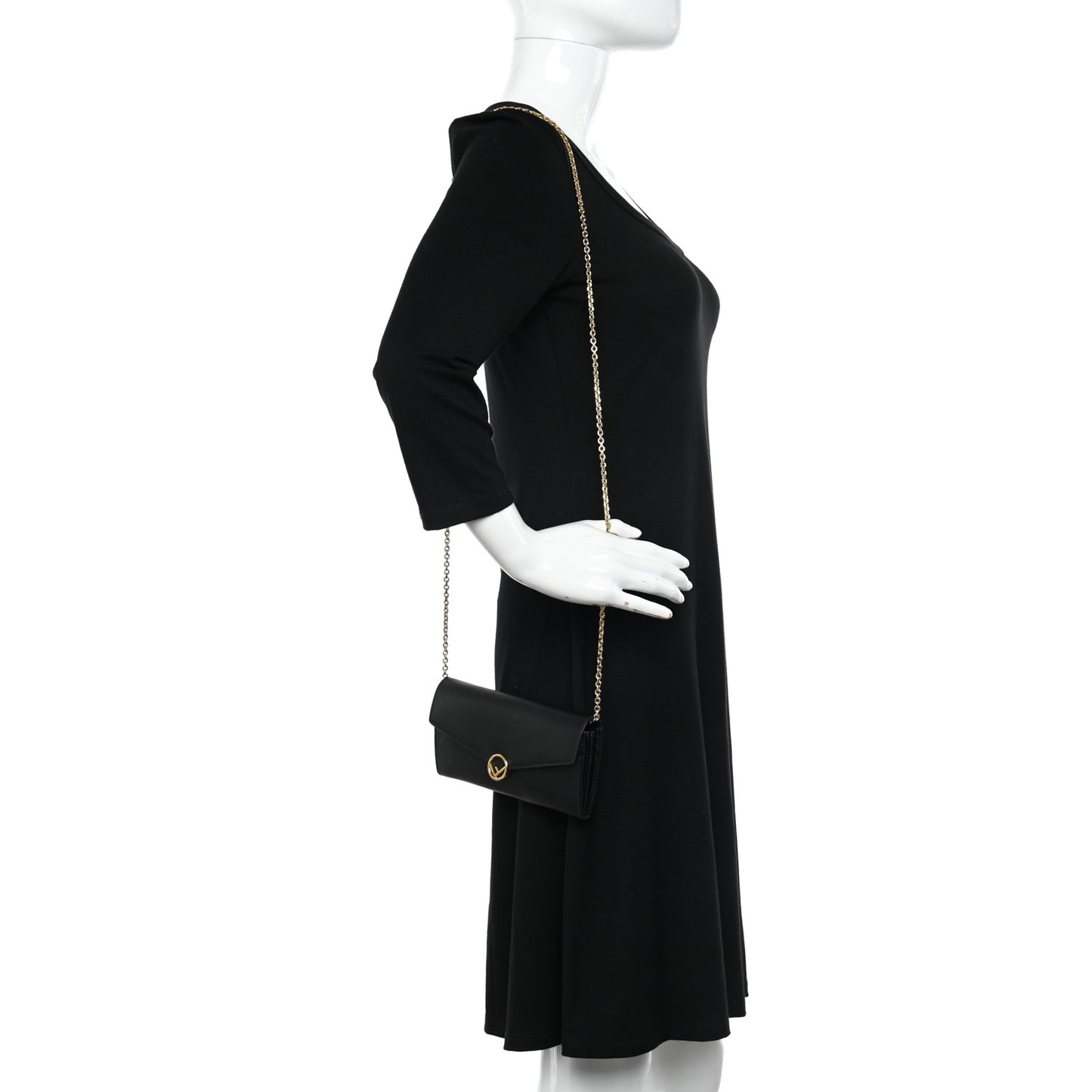 Vitello Cruise F is Fendi Continental Envelope Wallet on Chain Black