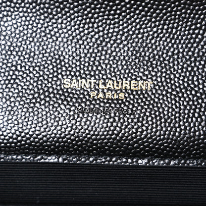 Saint Laurent Grain De Poudre Matelasse Chevron Monogram Envelope Clutch Black 6 of 7
