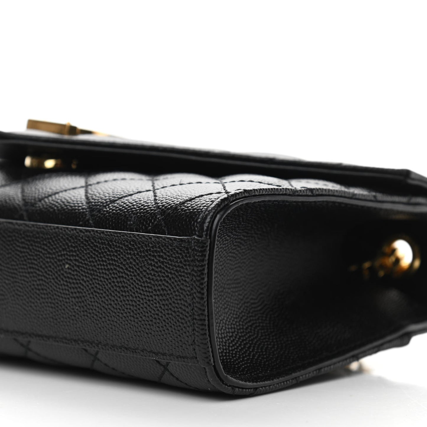 Grain De Poudre Textured Mixed Matelasse Triquilt Small Monogram Satchel Black