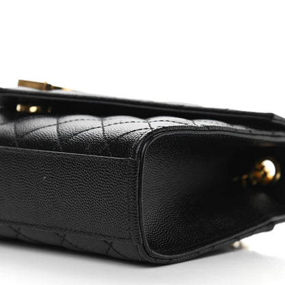 Saint Laurent Grain De Poudre Textured Mixed Matelasse Triquilt Small Monogram Satchel Black 8 of 9