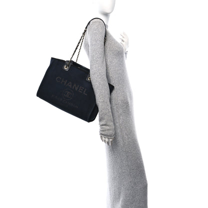 Chanel Mixed Fibers Small Deauville Tote Navy 2 of 13