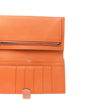 Hermes Chevre Mysore Bearn Gusset Wallet Orange 5 of 8