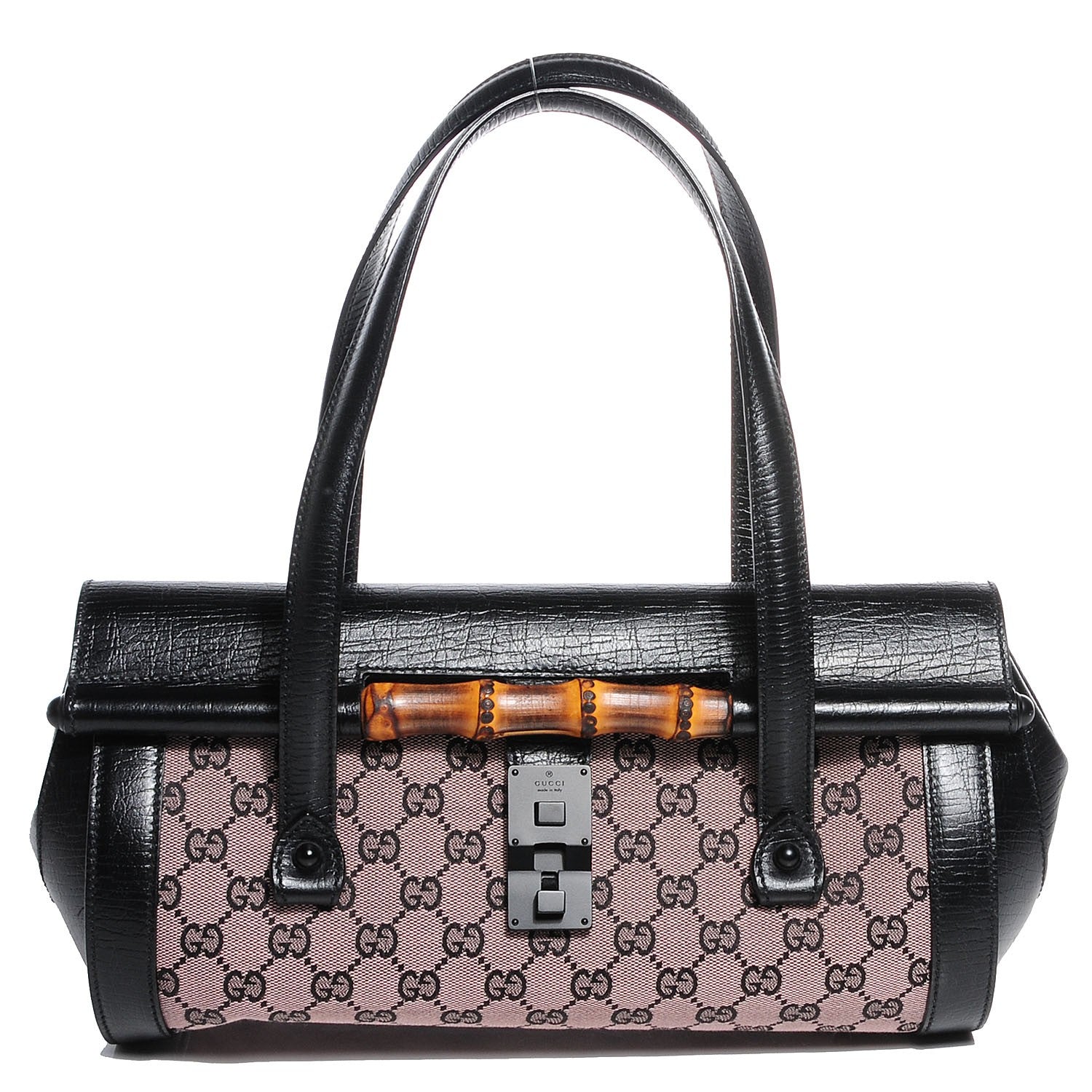 Gucci Monogram Bamboo Bullet Handbag Black 1 of 7