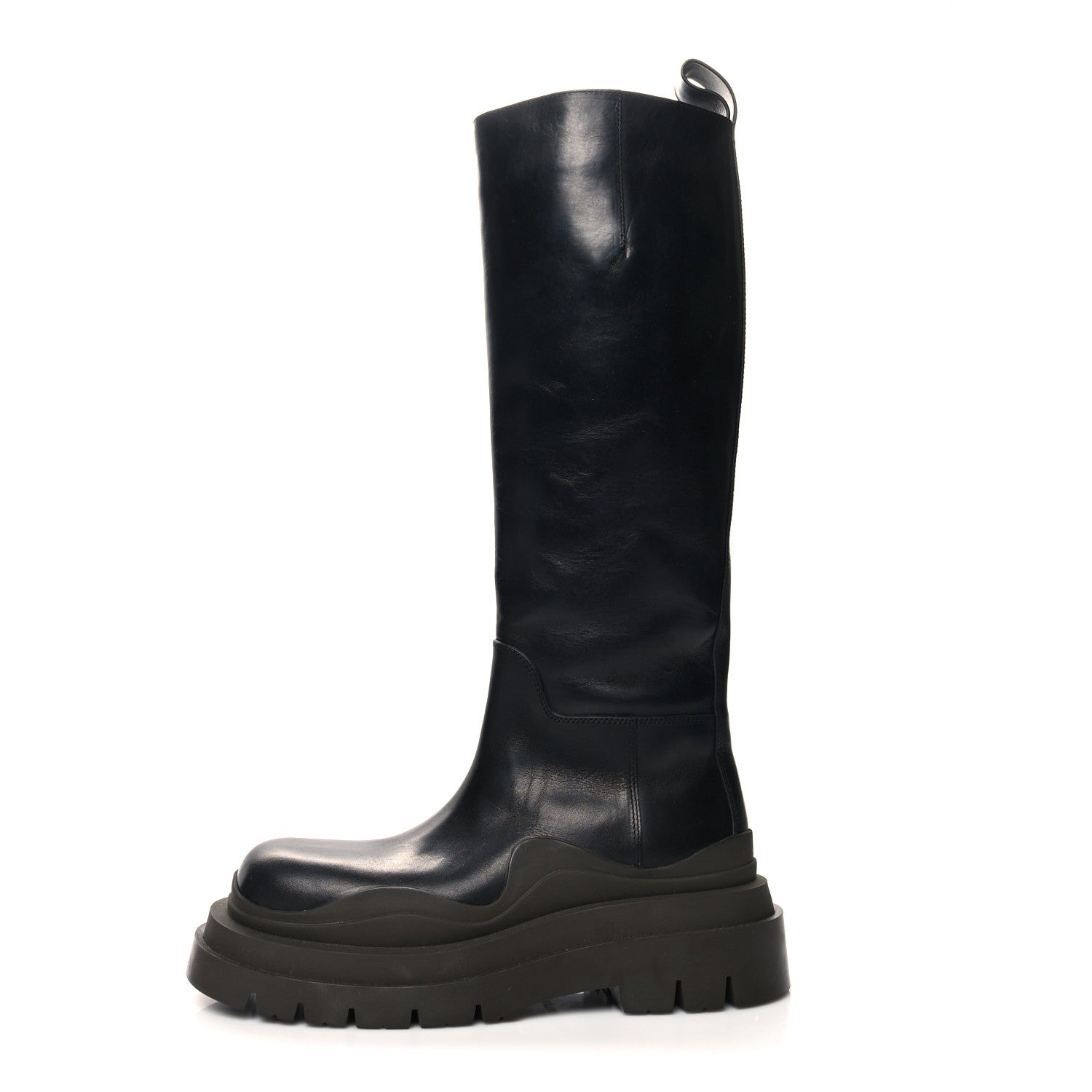 Bottega Veneta Calfskin The Tire High Boots 37.5 Black Camping 1 of 8