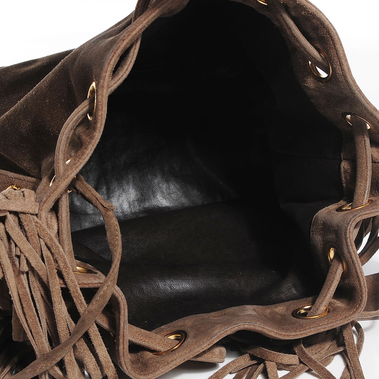 Chanel Suede CC Drawstring Shoulder Bag Beige 7 of 7