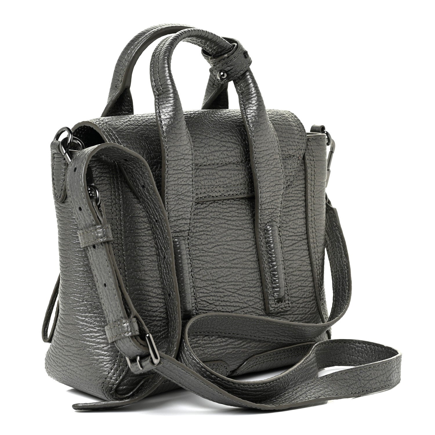 3.1 Phillip Lim Metallic Textured Calfskin Mini Pashli Satchel Silver 3 of 13
