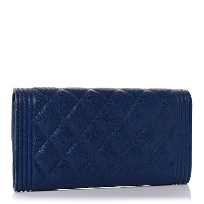 Chanel Caviar Quilted Large Boy Gusset Flap Wallet Blue 3 of 14