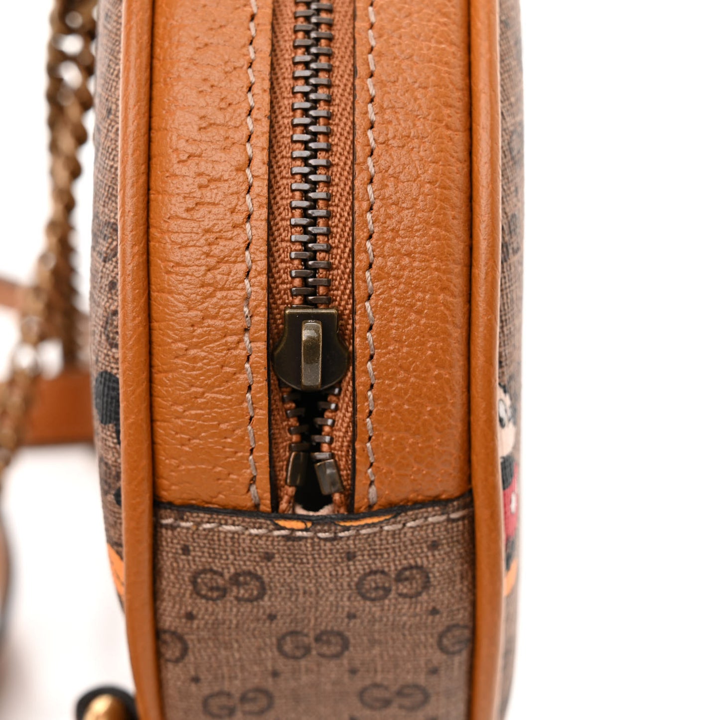 X DISNEY Mini Vintage GG Supreme Monogram Mickey Mouse Round Backpack Beige Vintage Sun Oil