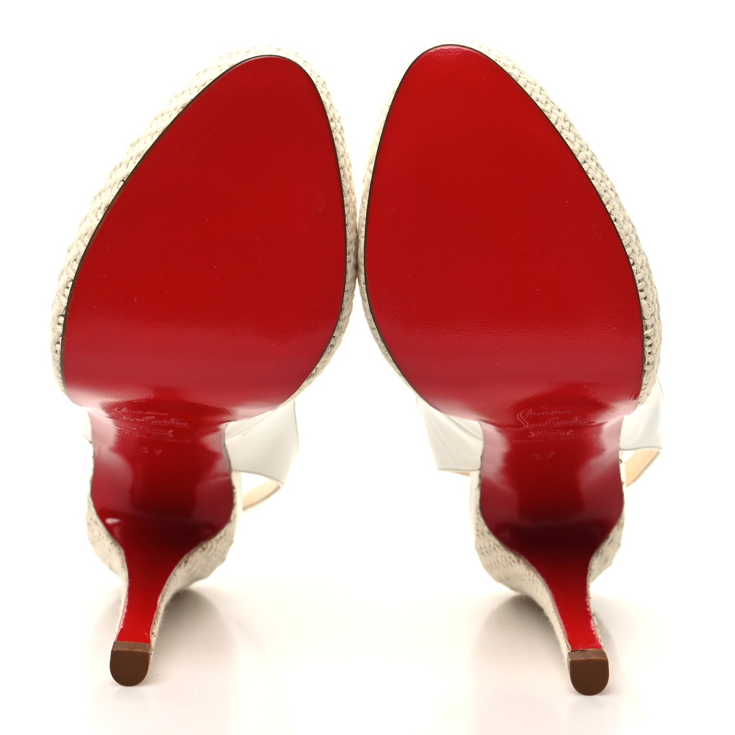 Christian Louboutin Patent YoYo Zeppa 120 Platform Slingback Peep Toe Pumps 37 White 5 of 7