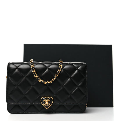 Chanel Lambskin Plexiglass Quilted Coco Love Wallet On Chain WOC Black 12 of 12