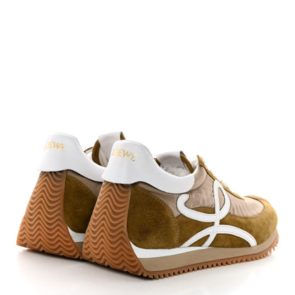 Loewe Suede Nylon Womens Flow Runner Sneakers 40 Khaki Green 4 of 8
