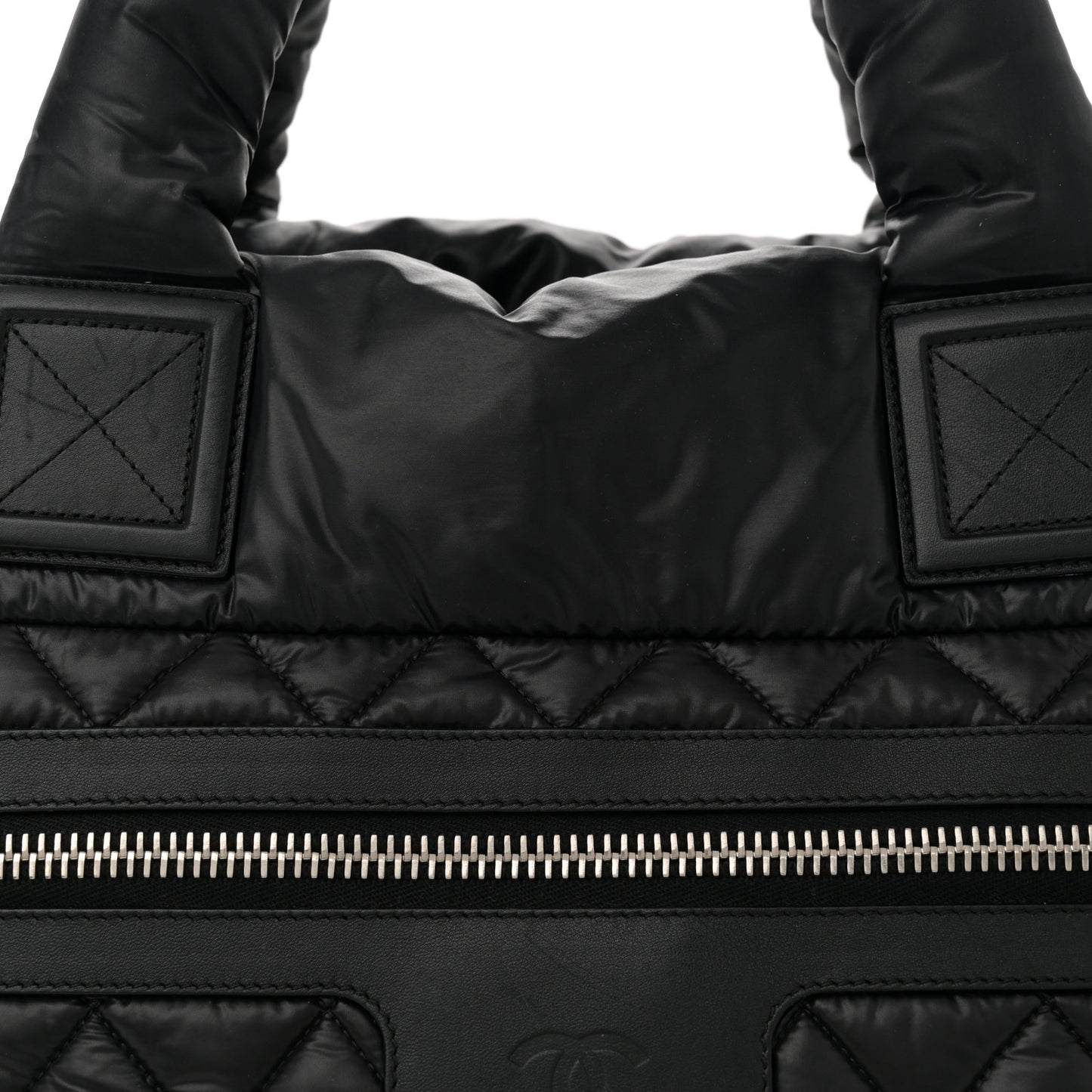 Nylon Quilted Large Coco Cocoon Tote   Black