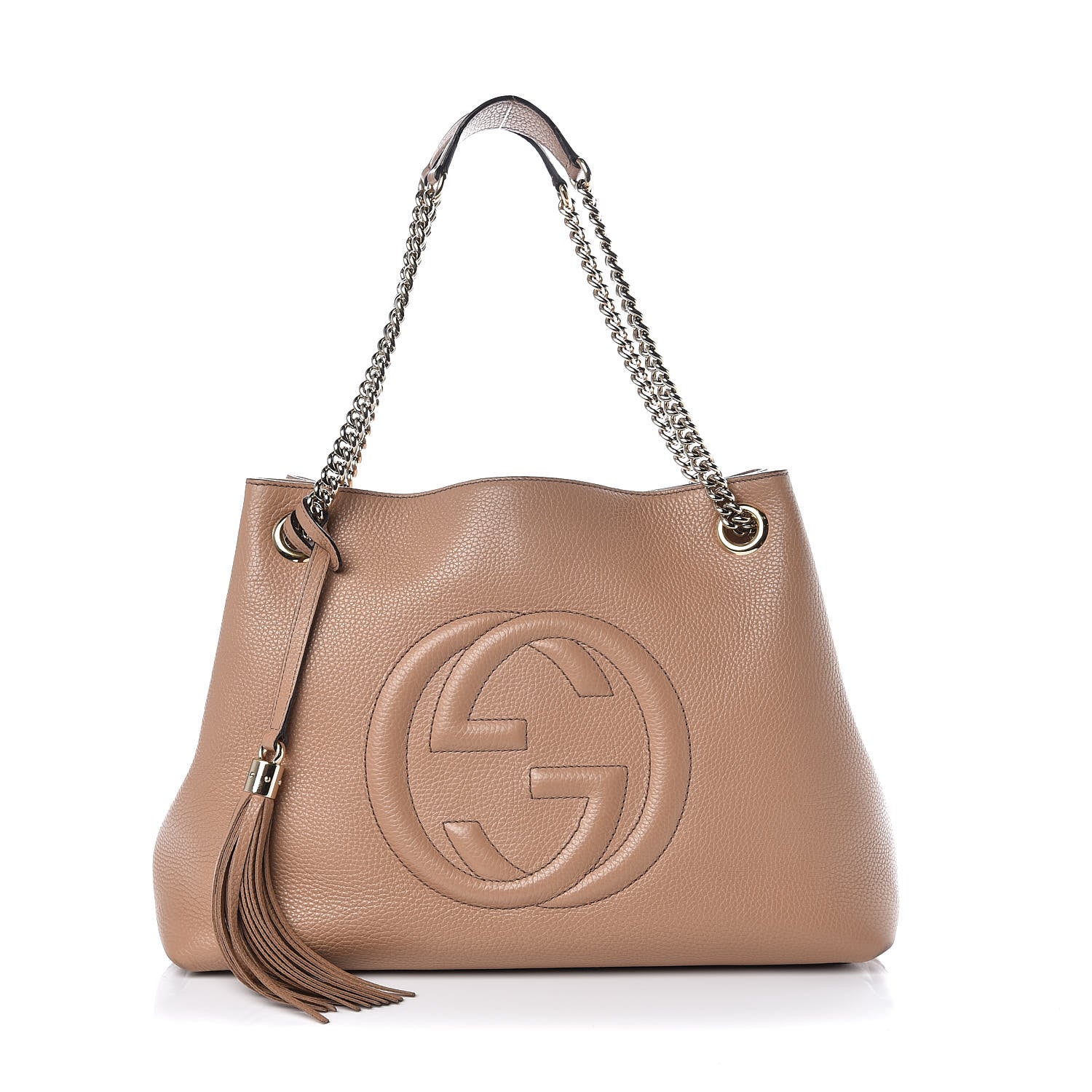 Gucci Pebbled Calfskin Medium Soho Chain Shoulder Bag Camelia 1 of 11