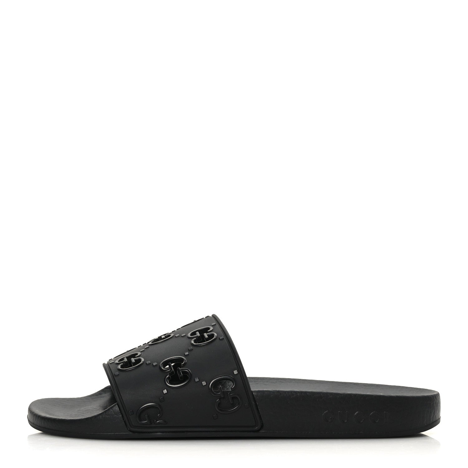 Gucci Rubber GG Monogram Perforated Womens Slide Sandals 39 Black 1 of 6