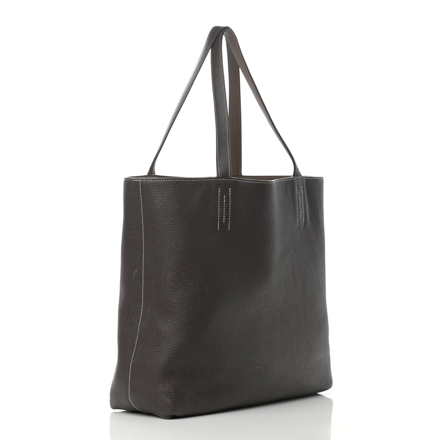 Taurillon Clemence Double Sens 36 Reversible Tote Etoupe Etain