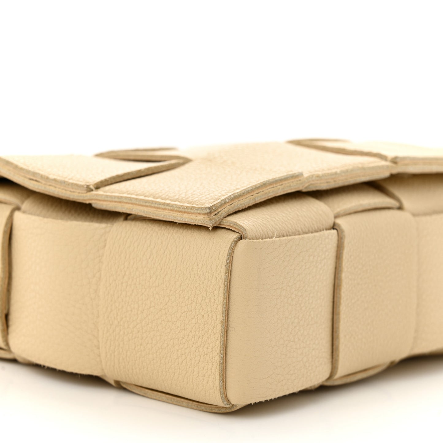 Grained Calfskin Maxi Intrecciato Cassette Crossbody Bag Porridge