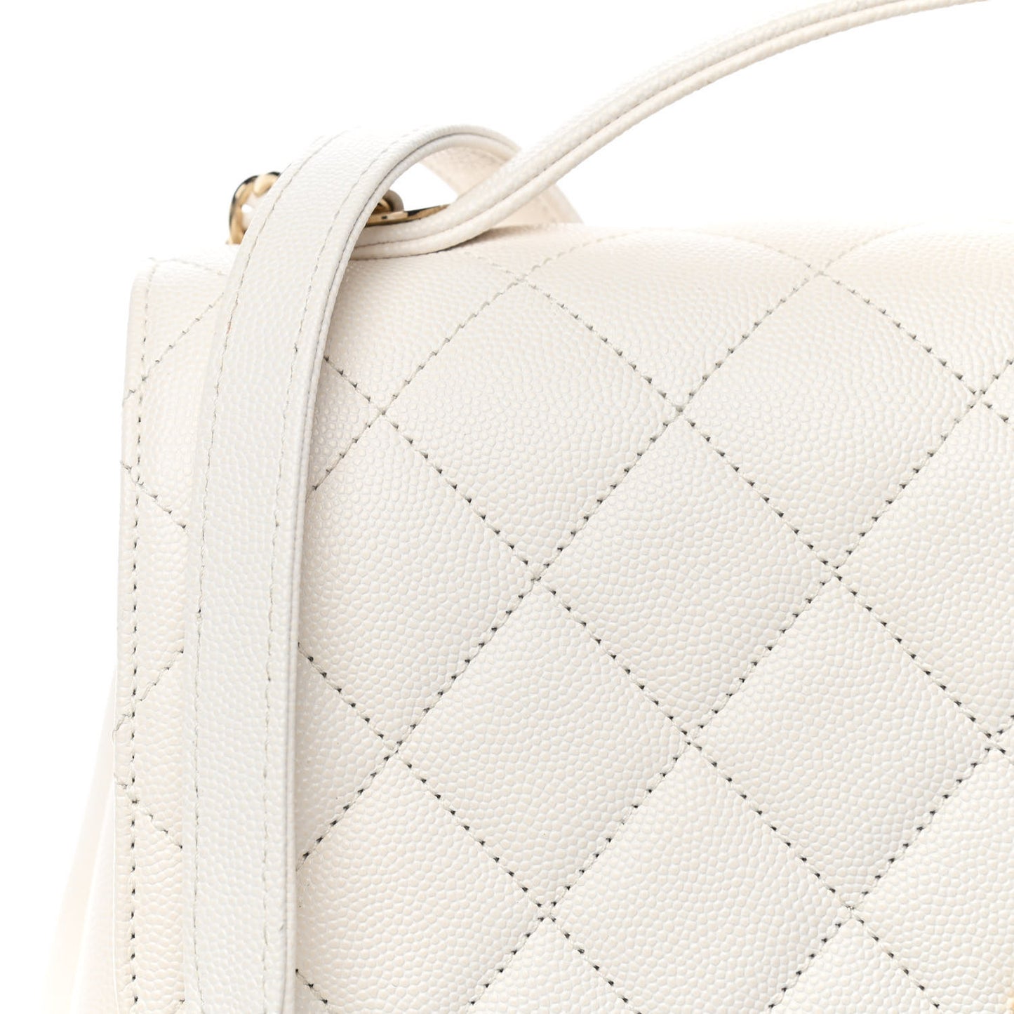 Caviar Quilted Large Business Affinity Flap White