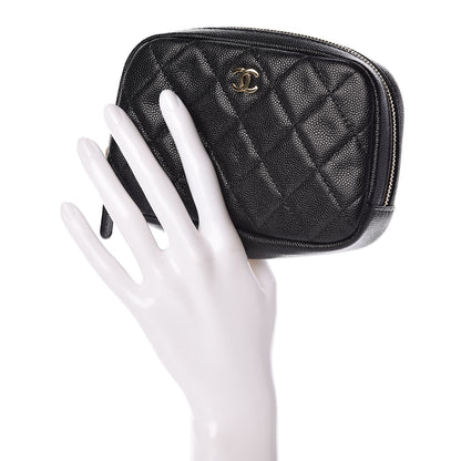 Chanel Caviar Quilted Small Curvy Pouch Cosmetic Case Black 2 of 10