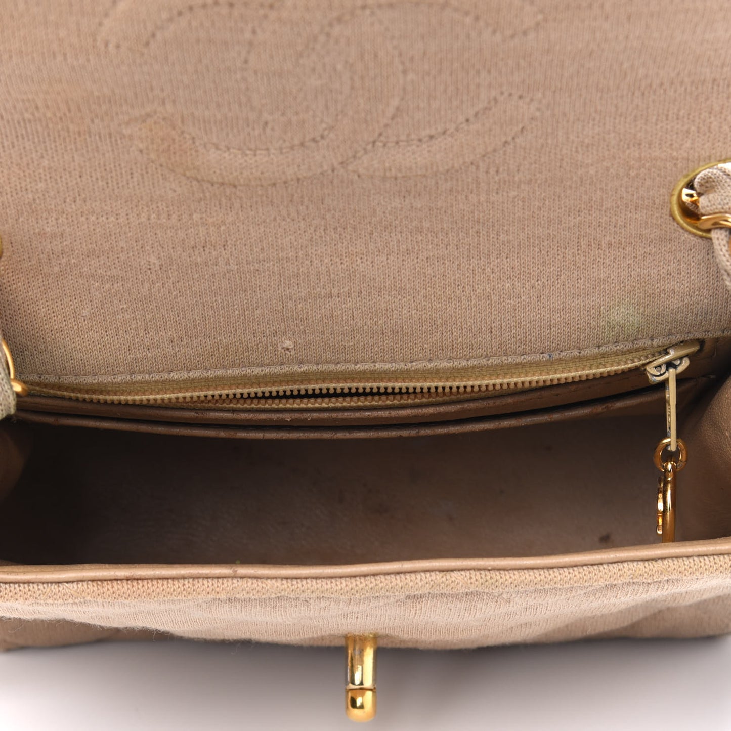 Jersey Quilted Mini Square Flap Beige