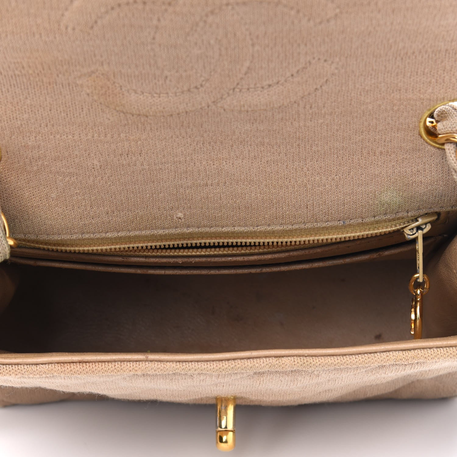 Chanel Jersey Quilted Mini Square Flap Beige 4 of 13