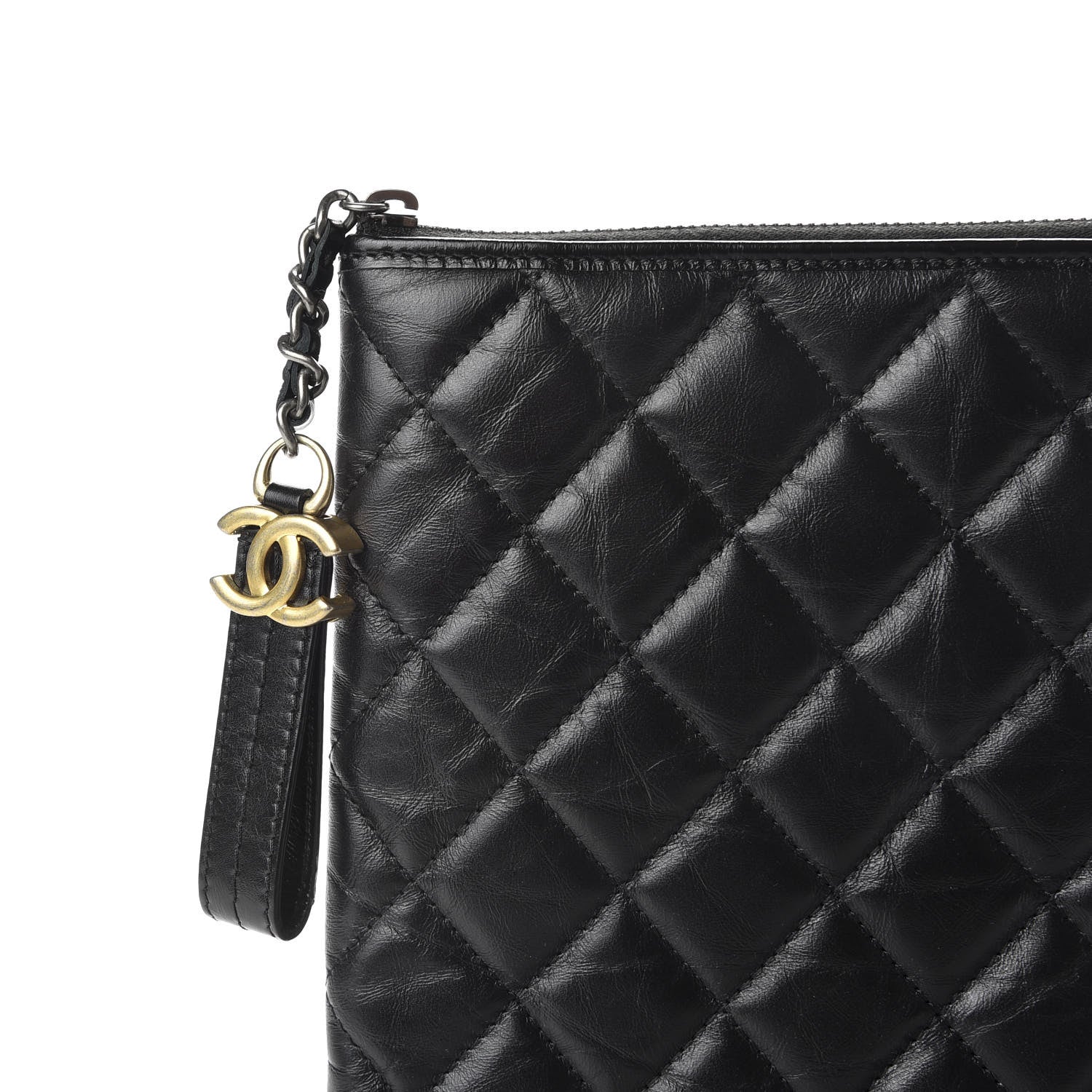 Chanel Aged Calfskin Quilted Large Gabrielle Cosmetic Case Black 8 of 8